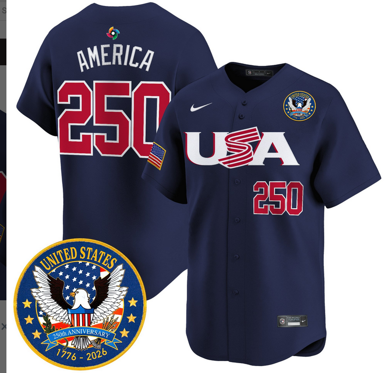 Men Team USA World Baseball Classic 250th Anniversary Navy blue 2026 Roster Patch Vapor Jersey->los angeles dodgers->MLB Jersey